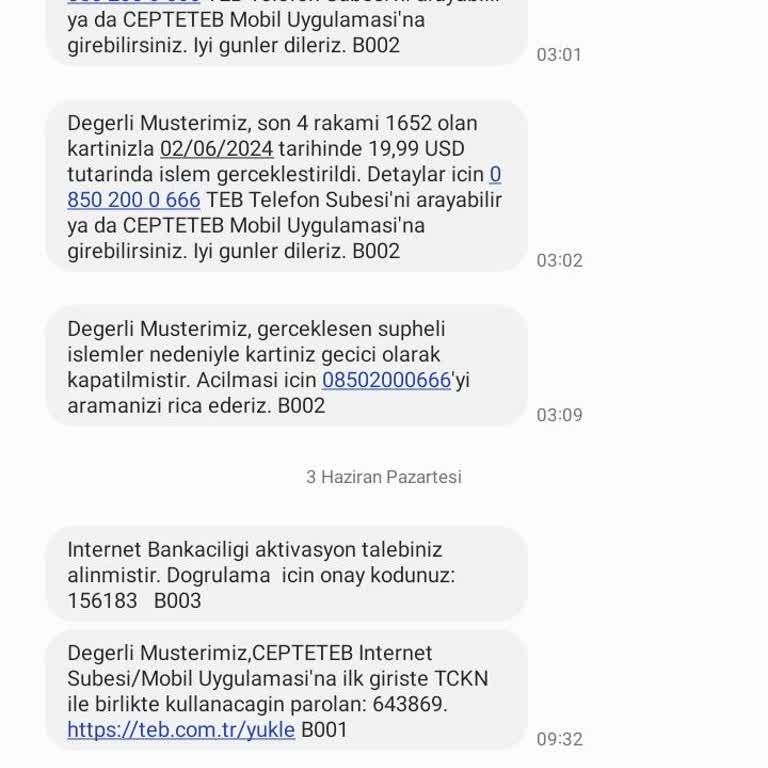 TEB Gece Gelen Mesajlar Ve Hesap Güvenliği Sorunu