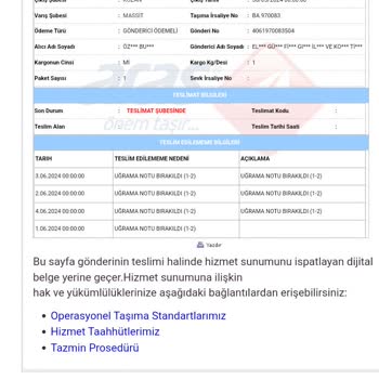 Aras Kargo Ürün Teslimatı Yapmaması