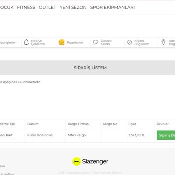 Slazanger Ürünlerimi Bir Türlü Kargoya Vermiyor.