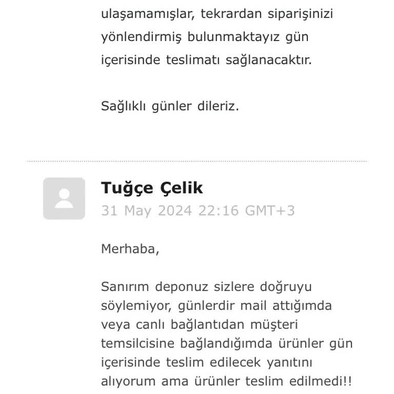 Bisu Eksik Sipariş Ve Ücret İadesi Yapılmaması!
