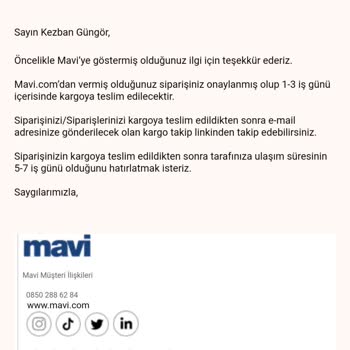 Mavi Ertesi Gün Teslimatlı Sipariş Sorunu