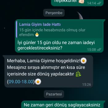 Lamia Giyim İade Parasını Ödemiyor