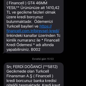 Turkcell Financell Gelen Mesajlar