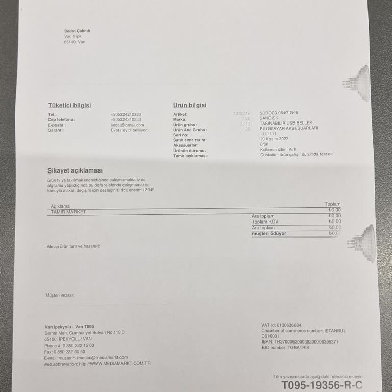 Sandisk Media Markt Hatalı USB Bellek