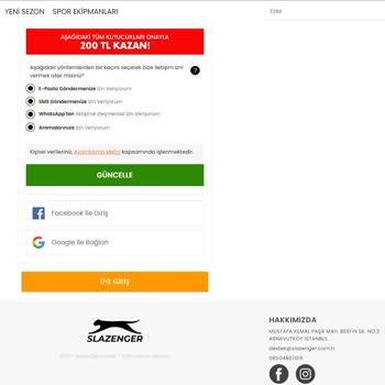 Slazenger Üye Olurken 200 TL İndirim Diyor Ama İndirimi Vermiyor!