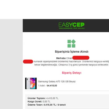 EasyCep Satın Aldığım Telefonumu Teslim Etmiyor.
