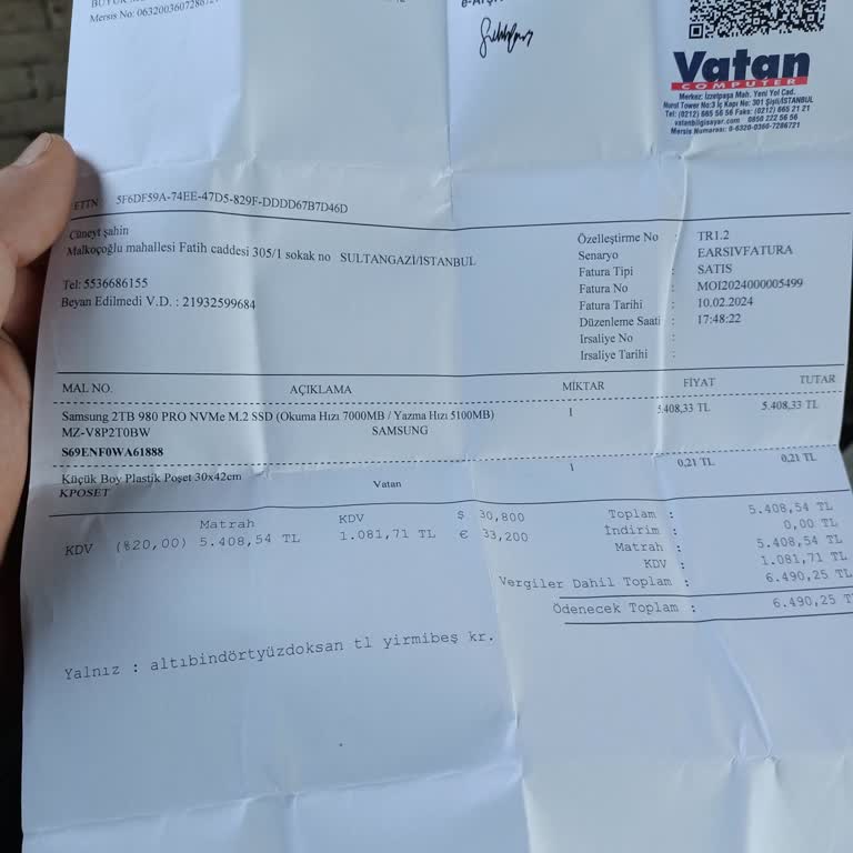 Samsung Ve Vatan Bilgisayar'dan Aldığım SSD İ İçin Şikayetçiyim