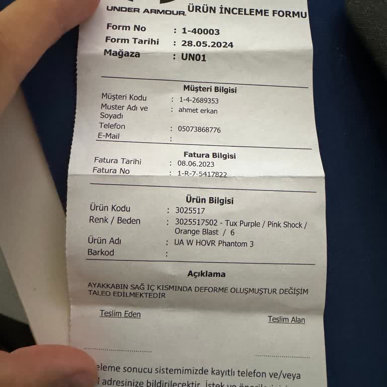 Under Armour Un Kusurlu Ürün Satması