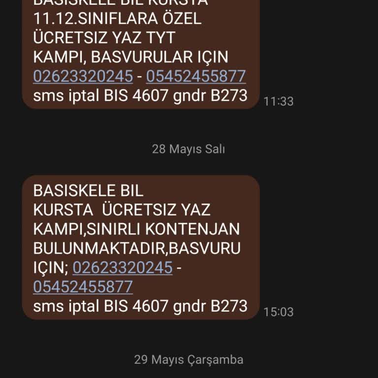 Bil Kurs İzinsiz Gönderilen Kampanya SMS'lerinden Rahatsızım