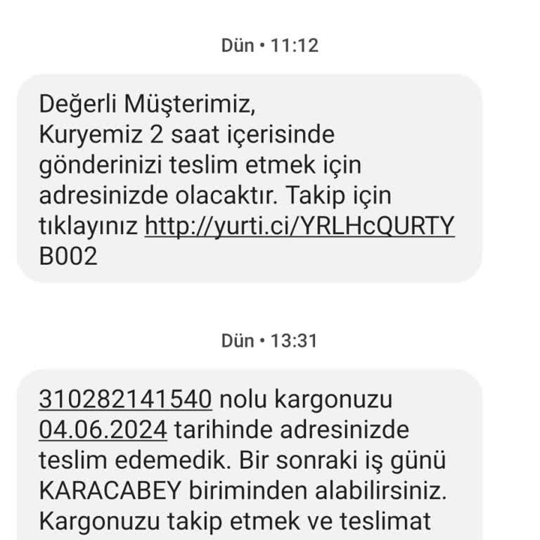 Bursa/Karacabey Yurtiçi Kargo Telefon İle Aramama