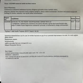 Petlas Ve Starmaxx İmalat Hatalı Lastiklere Garanti Vermemesi.