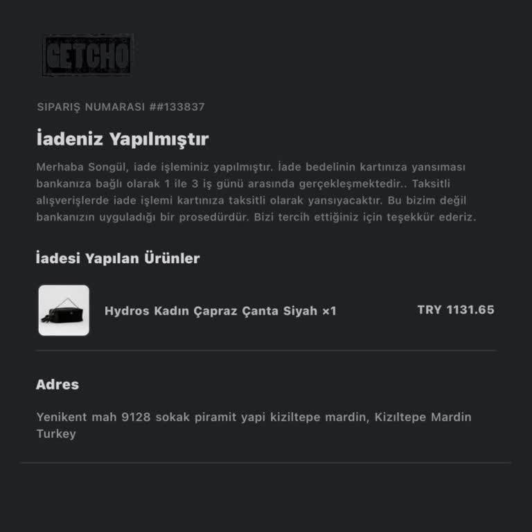 Getcho Paramı İade Etmiyor 1 Ay Oldu