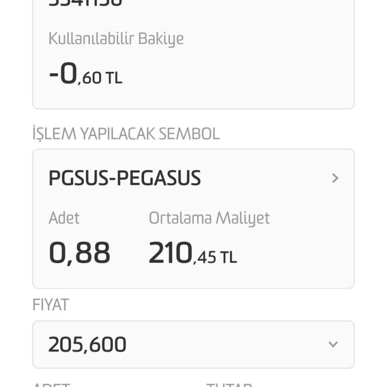 Pegasus Borsa Küsuratlı Lot Satılmıyor