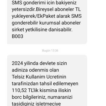 Vodafone Olmayan Borç Mesajı