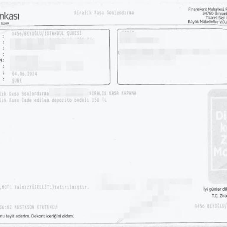 Ziraat Bankası Depozito Ödemesi Hk.