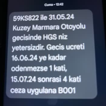Kuzey Marmara Otoyolu HGS De Yanlış Alınan Ücret