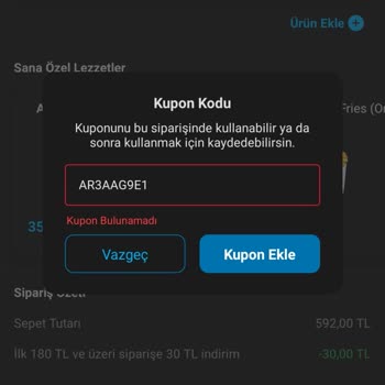 Daha Daha Geçersiz Kupon