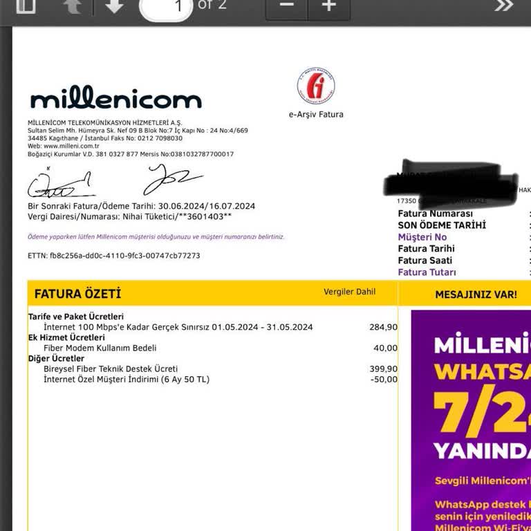 Millenicom Vermediği Hizmetin Ücretini Alıyor