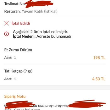 Trendyol Yemek Trendyol GO Ve Restoranın Yanıltıcı Hizmeti Sonucu Mağduriyet