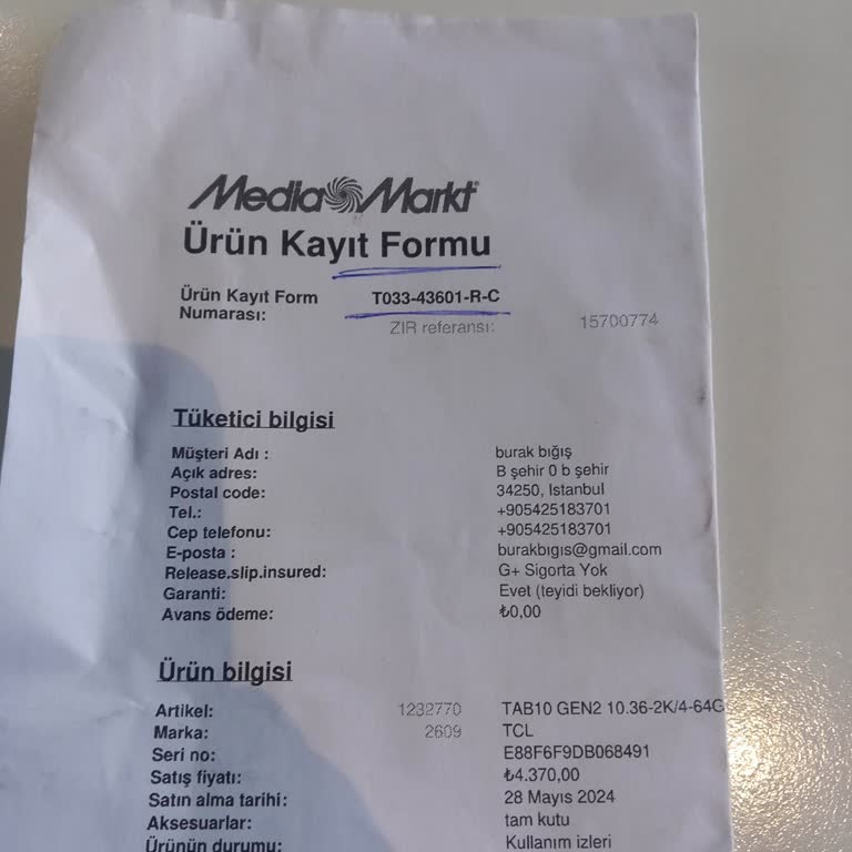 Media Markt Tablet TCL Aldım Ama Açılmıyor.