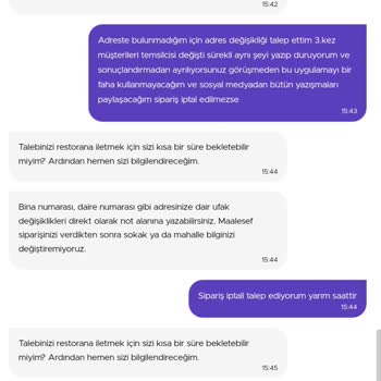 Getir Yemek Uygulaması Adres Değişikliği Ve Sipariş İptali Yapılmaması