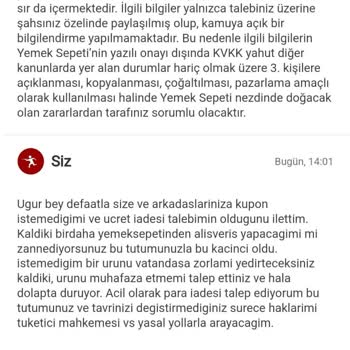 Yemeksepeti Müşteri Mağduriyetini Gidermemesi Şikayeti