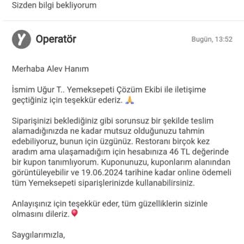 Yemeksepeti Müşteri Mağduriyetini Gidermemesi Şikayeti