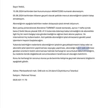 Sadenet Aboneliğimi İptal Etmiyor Fatura Kesiyor 1 Hafta Da
