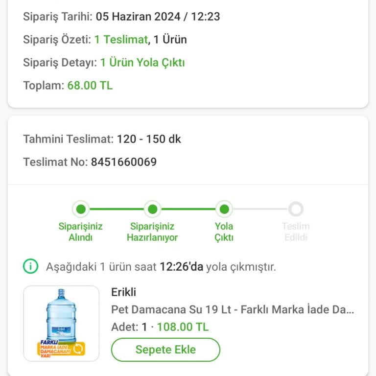 Trendyol Su Siparişi Gecikmesi