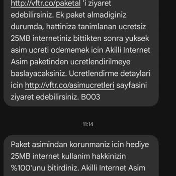 Vodafone Tarife Aşım Bedelinin Haksız Yere Yansıtılması