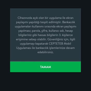 TEB Mobil Bankacılık Ekran Paylaşımı Sorunu