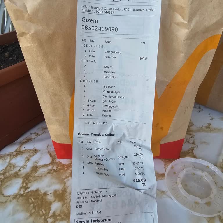 Trendyol Bahcesehir McDonald's Şubesi Sipariş Sorunu
