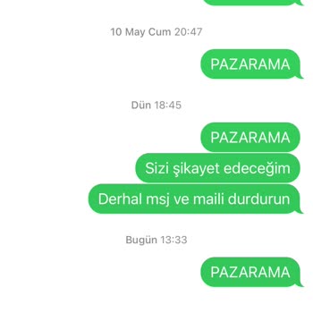 Pazarama Firması Bana Mesaj Gönderme.