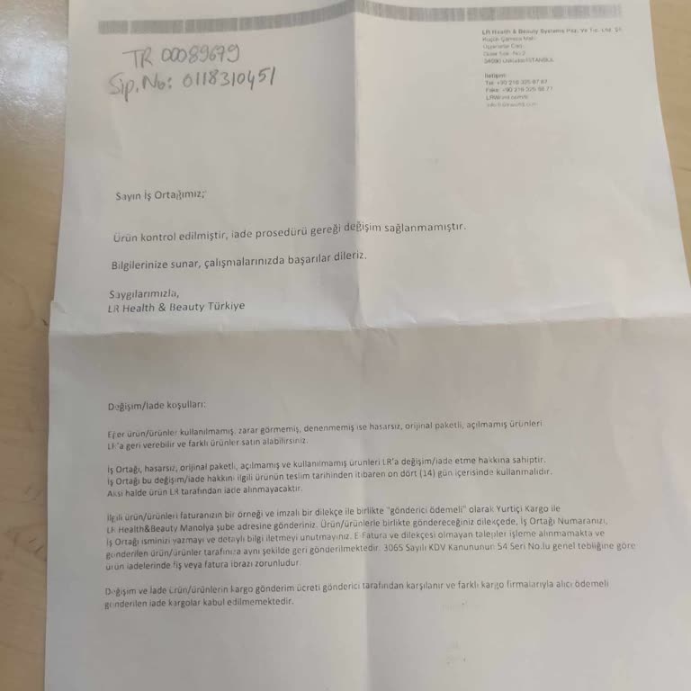 LR Değişim Ve İade Problemi