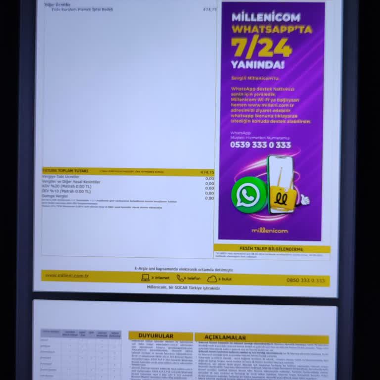 Millenicom Olmayan Hizmet Bedeli İstenilmesi?