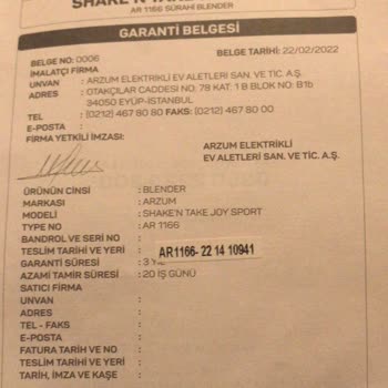 Arzum Markası Bozulan Ürünü Garantisi Varken Ücret Alması.