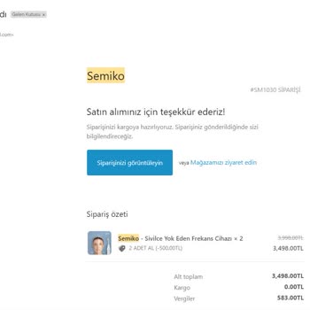 Semiko Sipariş Sonrası Gönderim Gerçekleştirmiyor.