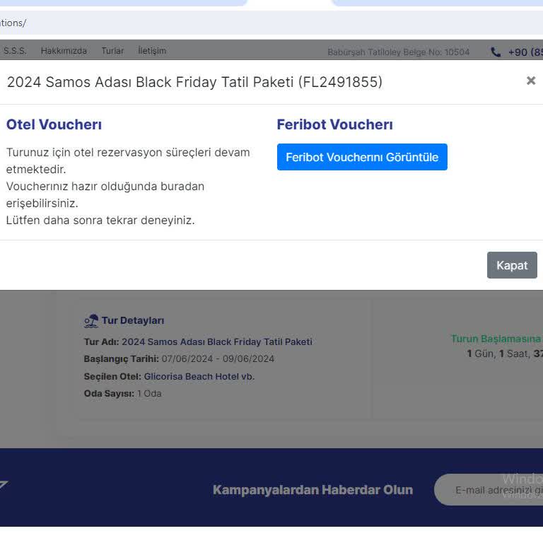 Feribotlines Firmasına Ulaşmak Mümkün Değil, Otel Bilgime Ulaşamıyorum