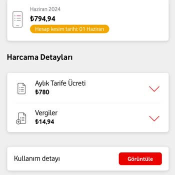 Vodafone 780 TL Fatura!