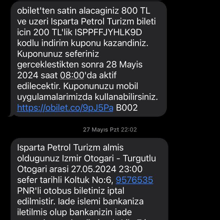 Obilet İade Ücreti Yatırılmadı
