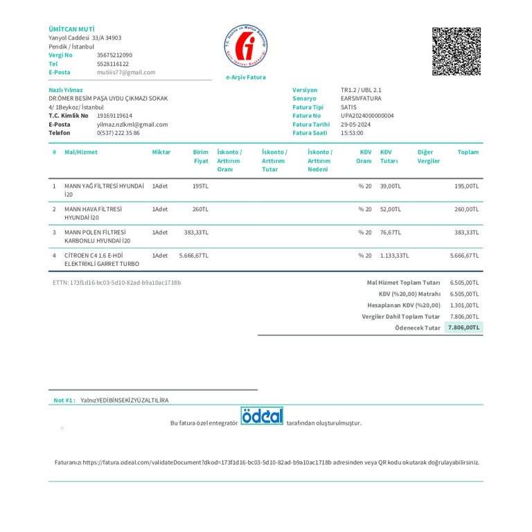 İstanbul Pendik Muti Otomotiv Parçamı Göndermedi Ücret İadesi Yapmadı