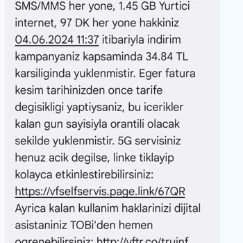 Vodafone 15 GB Uyumlu Paketine Ek Ödeme Çıkartılması