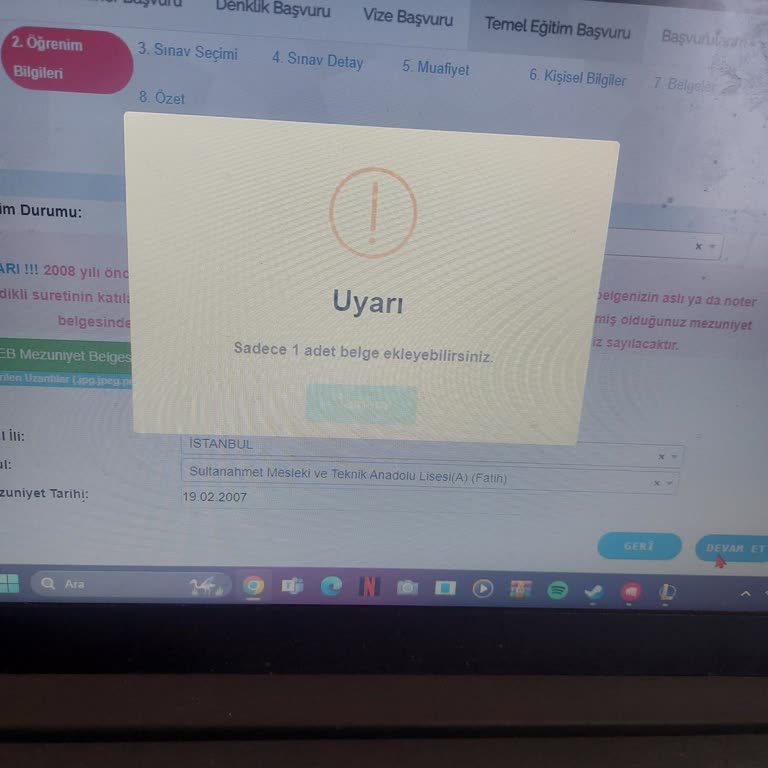 Gençlik ve Spor Bakanlığı E-Devlet Üzerinden Antrenörlük Eğitimi Başvurusunda Belge Yükleme Sorunu