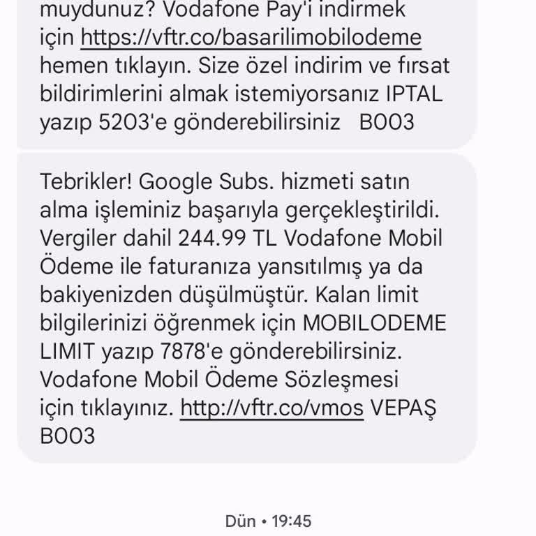 Vodafone Vepaş Adlı Uygulama Benim Bilgim Olmadan Çekim Yapmış