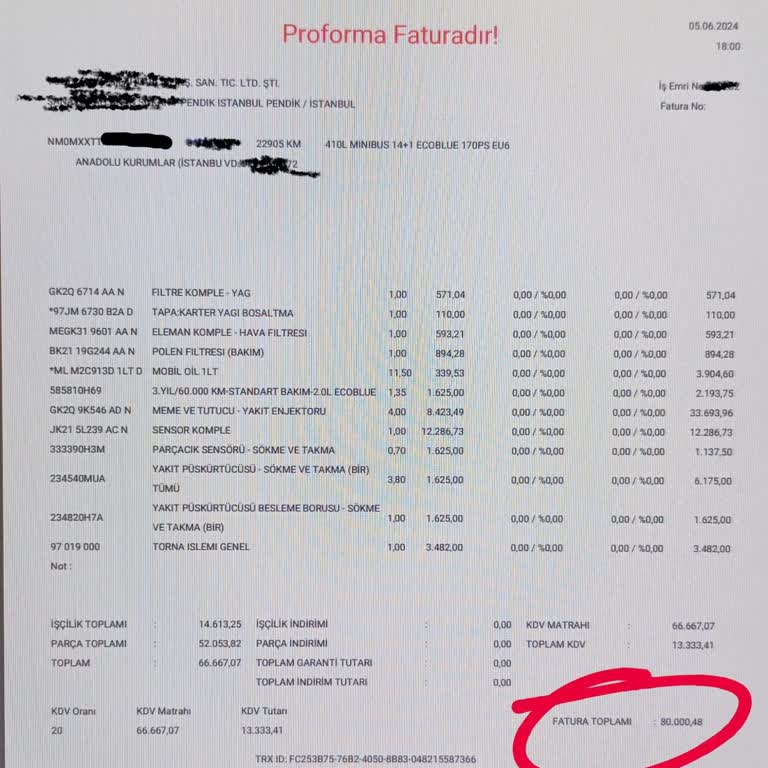 Ford Transit 23 Bin Km Enjektör Arızası