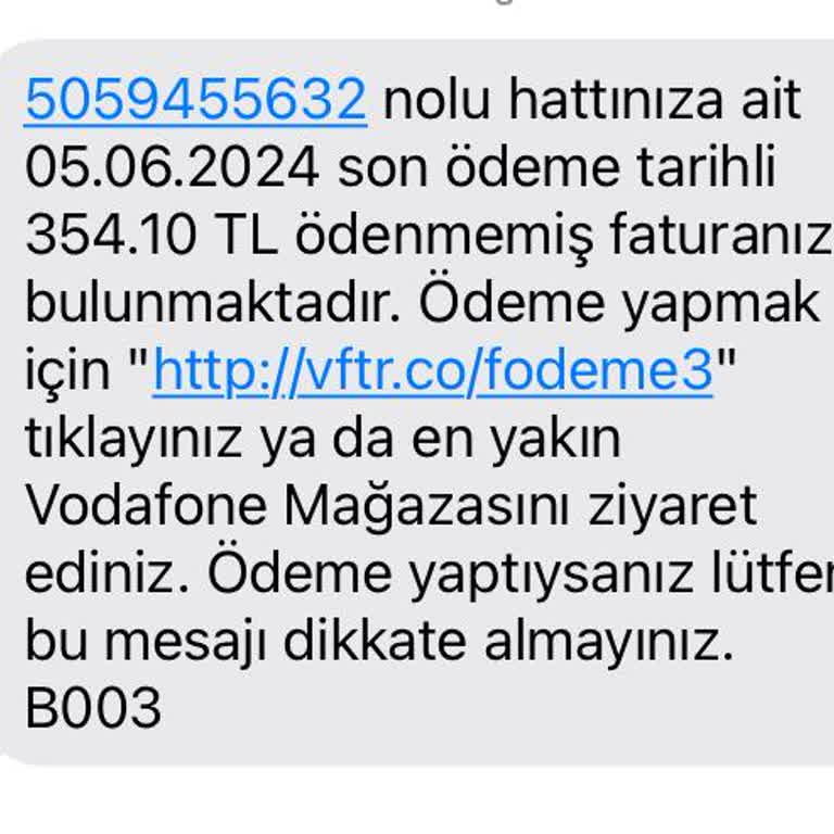 Vodafone Ekstra Gelen Fatura