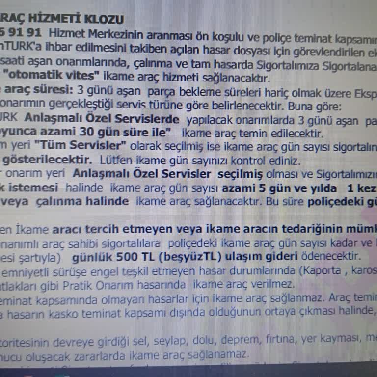 Acnturk Sigorta İkame Araç Sorunu