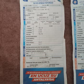 ASAT (Antalya Su İşleri) 15 Kat Artan Fatura