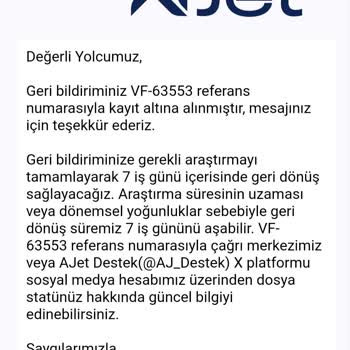 Ajet Sistem Hatası İle Çekilen Fazla Bilet Ücretlerinin Para İadesi!