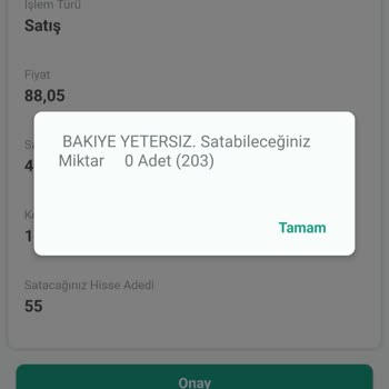 Kuveyt Türk Hisseyi Satamıyorum Bakiye Yetersiz